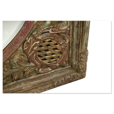 Large Oval Mirror with Carved Solid Wood Structure-NQ-1773742