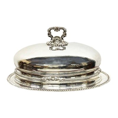 Large Oval Silver Plated Domed Dish or Food Cover-UCH-1224879