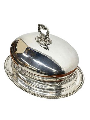 Large Oval Silver Plated Domed Dish or Food Cover-UCH-1224879