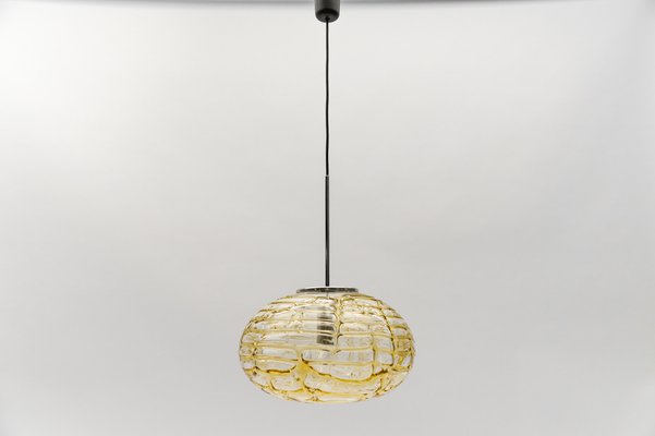 Large Oval Yellow Murano Glass Ball Pendant Lamp from Doria Leuchten, Germany, 1960s-KQB-1744417