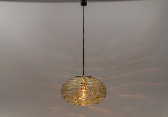 Large Oval Yellow Murano Glass Ball Pendant Lamp from Doria Leuchten, Germany, 1960s-KQB-1744417