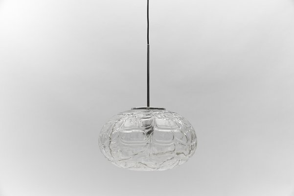 Large Oval Yellow Murano Glass Ball Pendant Lamp from Doria Leuchten, Germany, 1960s-KQB-1748046