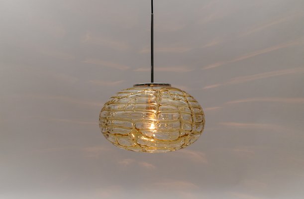 Large Oval Yellow Murano Glass Ball Pendant Lamp from Doria Leuchten, Germany, 1960s-KQB-1744417