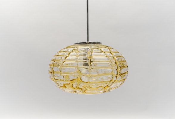 Large Oval Yellow Murano Glass Ball Pendant Lamp from Doria Leuchten, Germany, 1960s-KQB-1744417