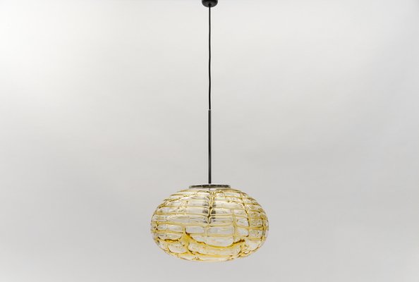 Large Oval Yellow Murano Glass Ball Pendant Lamp from Doria Leuchten, Germany, 1960s-KQB-1744417