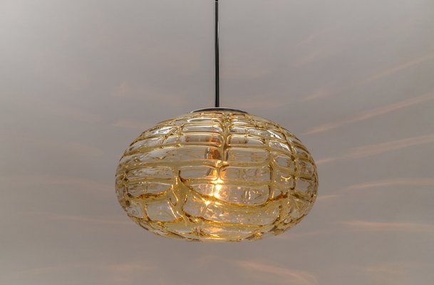 Large Oval Yellow Murano Glass Ball Pendant Lamp from Doria Leuchten, Germany, 1960s-KQB-1744417