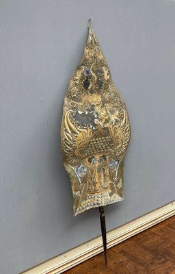 Large Painted Leaf Hand Screen or Fan, India, 1900s-QKG-1450005