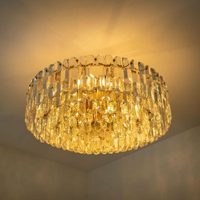 Large Palazzo Chandelier in Gilt Brass & Glass from Kalmar, Austria, 1970-VDW-824803