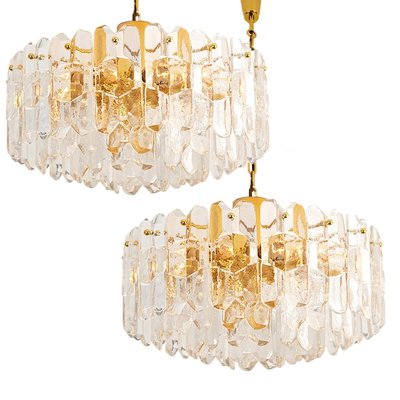 Large Palazzo Chandelier in Gilt Brass & Glass from Kalmar, Austria, 1970-VDW-824803