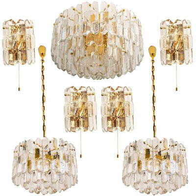 Large Palazzo Chandelier in Gilt Brass & Glass from Kalmar, Austria, 1970-VDW-824803