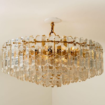 Large Palazzo Chandelier in Gilt Brass & Glass from Kalmar, Austria, 1970-VDW-824803