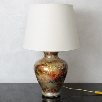 Large Patinated Glass Table Lamp from Laque Line, 1970s-IXK-745330