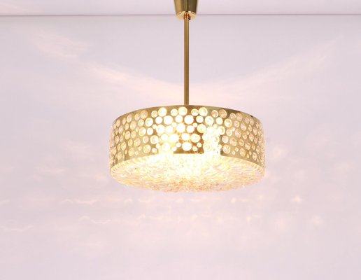 Large Pendant Light in Aged Brass Glass from Rupert Nikoll, Austria, 1960s-UGR-1085765