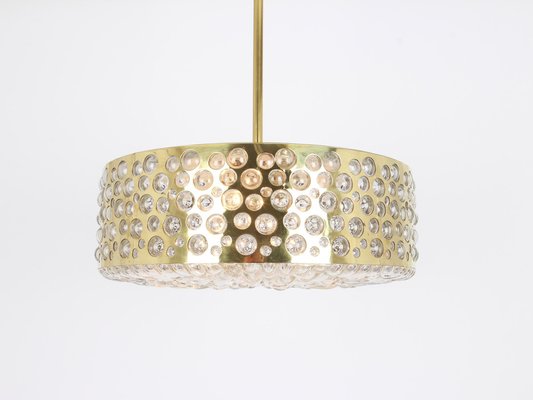 Large Pendant Light in Aged Brass Glass from Rupert Nikoll, Austria, 1960s-UGR-1085765