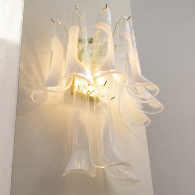 Large Petal Wall Light in Murano Glass with White Decoration, Italy, 1990s-MPO-1702181