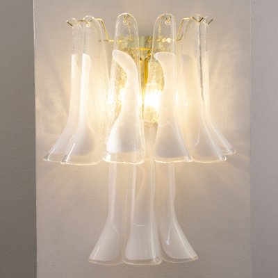 Large Petal Wall Light in Murano Glass with White Decoration, Italy, 1990s-MPO-1702181