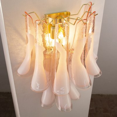 Large Petal Wall Light in Pink Murano Glass with White Decoration, Italy, 1990s-MPO-1702184