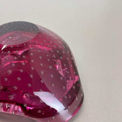 Large Pink Murano Bubble Glass Bowl, Italy, 1970s-QZ-1094379