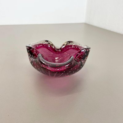 Large Pink Murano Bubble Glass Bowl, Italy, 1970s-QZ-1094379