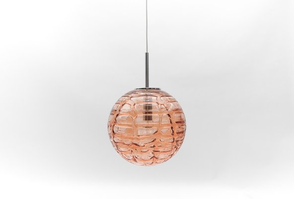 Large Pink Murano Glass Ball Pendant Lamp from Doria Leuchten, Germany, 1960s-KQB-1742717