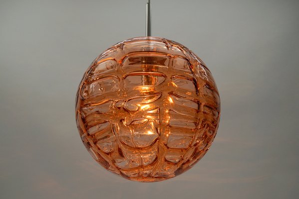 Large Pink Murano Glass Ball Pendant Lamp from Doria Leuchten, Germany, 1960s-KQB-1742717