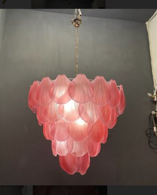 Large Pink Satinated Glass Shell Chandelier, 1980s-JJC-1790618