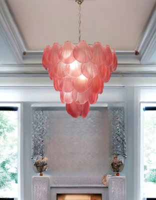 Large Pink Satinated Glass Shell Chandelier, 1980s-JJC-1790618