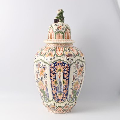 Large Polychrome Delft Vase by Louis Fourmaintraux-IXK-1757956