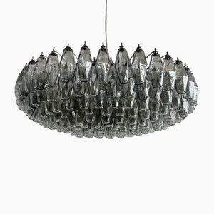 Large Polyhedron Grey Glass Chandelier by Carlo Scarpa from Made Murano Glass-INL-2021894