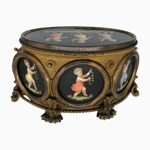 Large Porcelain and Bronze Casket Box with Painted Cherubs, 1850s-OZS-1389626