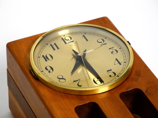 Large Postmodern Table Clock in Cherry Wood, 1980s-RR-1291055