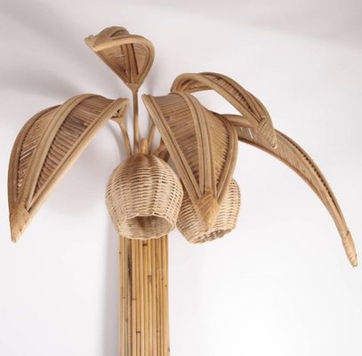 Large Rattan Palm Tree Sconces, 1980s, Set of 2-DSC-1790024