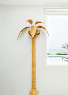 Large Rattan Palm Tree Sconces, 1980s, Set of 2-DSC-1790024