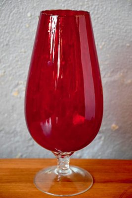 Large Red Glass in Empoli Facet Glass, 1970s-AIU-1777149