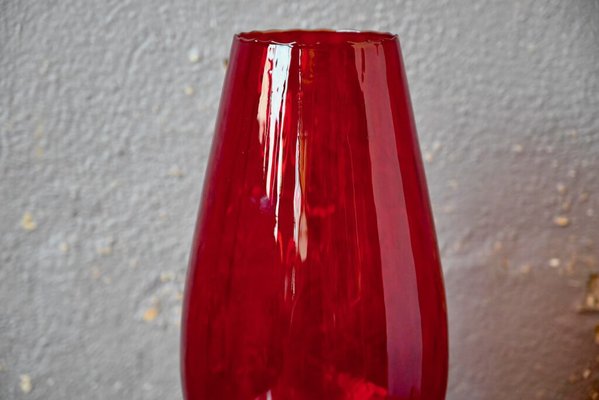 Large Red Glass in Empoli Facet Glass, 1970s-AIU-1777149