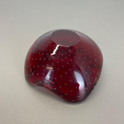 Large Red Murano Bubble Glass Bowl Element Shell Ashtray, Italy, 1970s-QZ-1425949