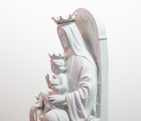 Large Religious Mother and Child Statue in Biscuit Porcelain, 1800s-IXC-1426424