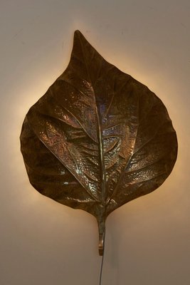 Large Rhubarb Leaf Brass Wall Light or Sconce by Tommaso Barbi, 1970s-VLZ-631827