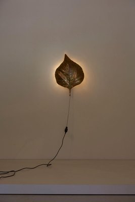 Large Rhubarb Leaf Brass Wall Light or Sconce by Tommaso Barbi, 1970s-VLZ-631827