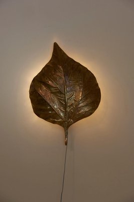 Large Rhubarb Leaf Brass Wall Light or Sconce by Tommaso Barbi, 1970s-VLZ-631827