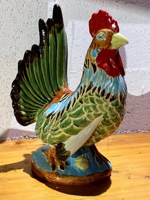 Large Rooster in Barbotine, Early 20th Century-UQL-1724181