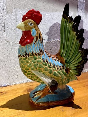 Large Rooster in Barbotine, Early 20th Century-UQL-1724181