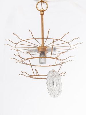 Large Rosette Crystal Glass Chandelier, Belgium, 1970s-KL-1799761