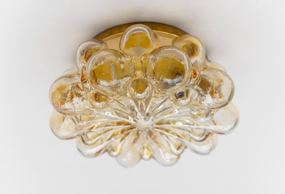 Large Round Amber Bubble Glass Flush Mount, 1960s-KQB-1814382