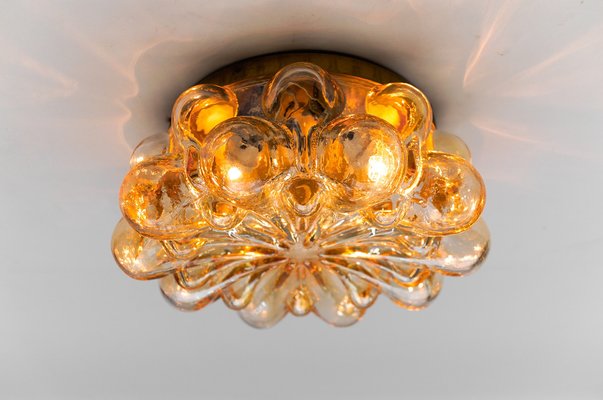 Large Round Amber Bubble Glass Flush Mount, 1960s-KQB-1814382