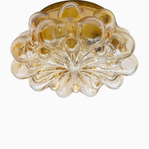 Large Round Amber Bubble Glass Flush Mount, 1960s-KQB-1814382