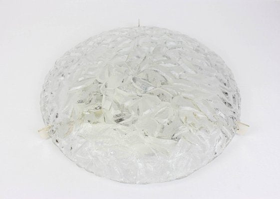 Large Round Ice Glass Flush Mount, Kaiser, Germany, 1970s-UGR-1085714