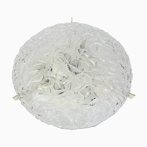 Large Round Ice Glass Flush Mount, Kaiser, Germany, 1970s-UGR-1085714