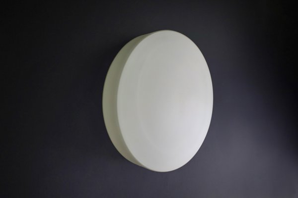 Large Round Opaline Ceiling or Wall Light from Staff Leuchten, Germany, 1970s-TRW-1729765