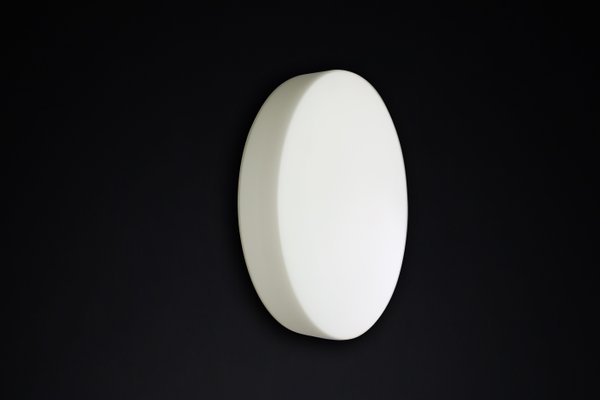 Large Round Opaline Ceiling or Wall Light from Staff Leuchten, Germany, 1970s-TRW-1729765